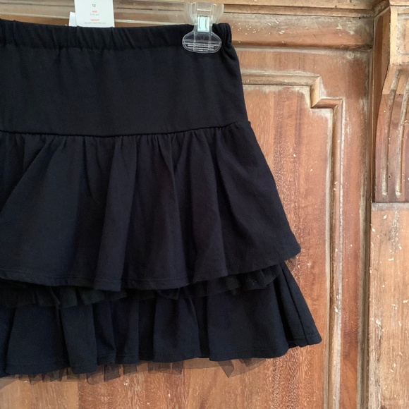 Gymboree Black Cotton Ruffle/ Tuille Trim Skirt Size 12 - Picture 3 of 9